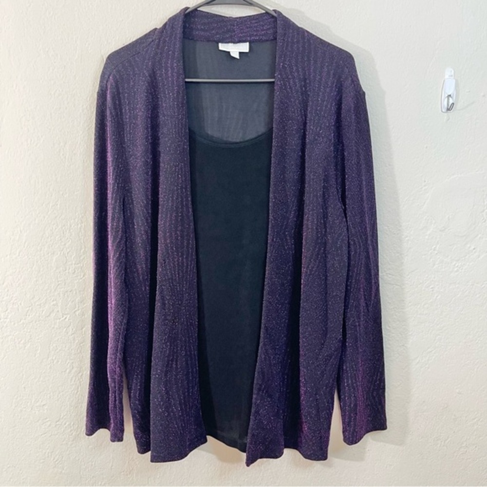 JM Collection Sparkling Purple Women's 2-in-1 Sweater Size Large Occasion